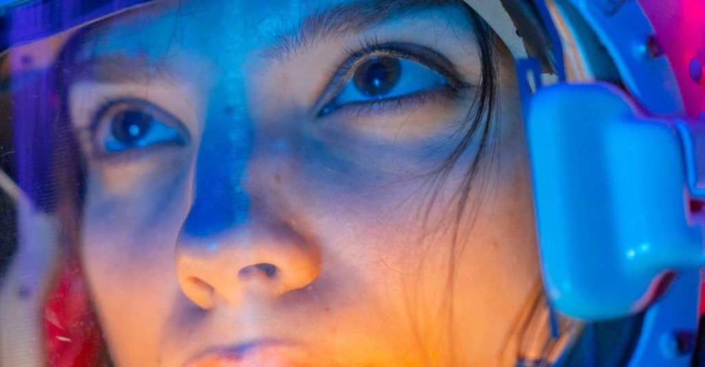 Scientific Technology - Woman in Blue Helmet