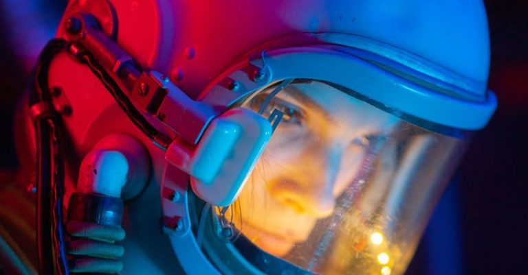 Scientific Technology - Woman In Blue Space Suit