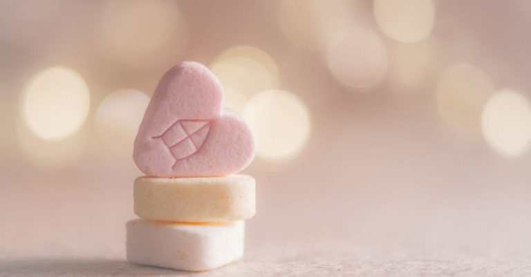 Medicine - Three Beige, Yellow, and Pink Heart Marshmallows